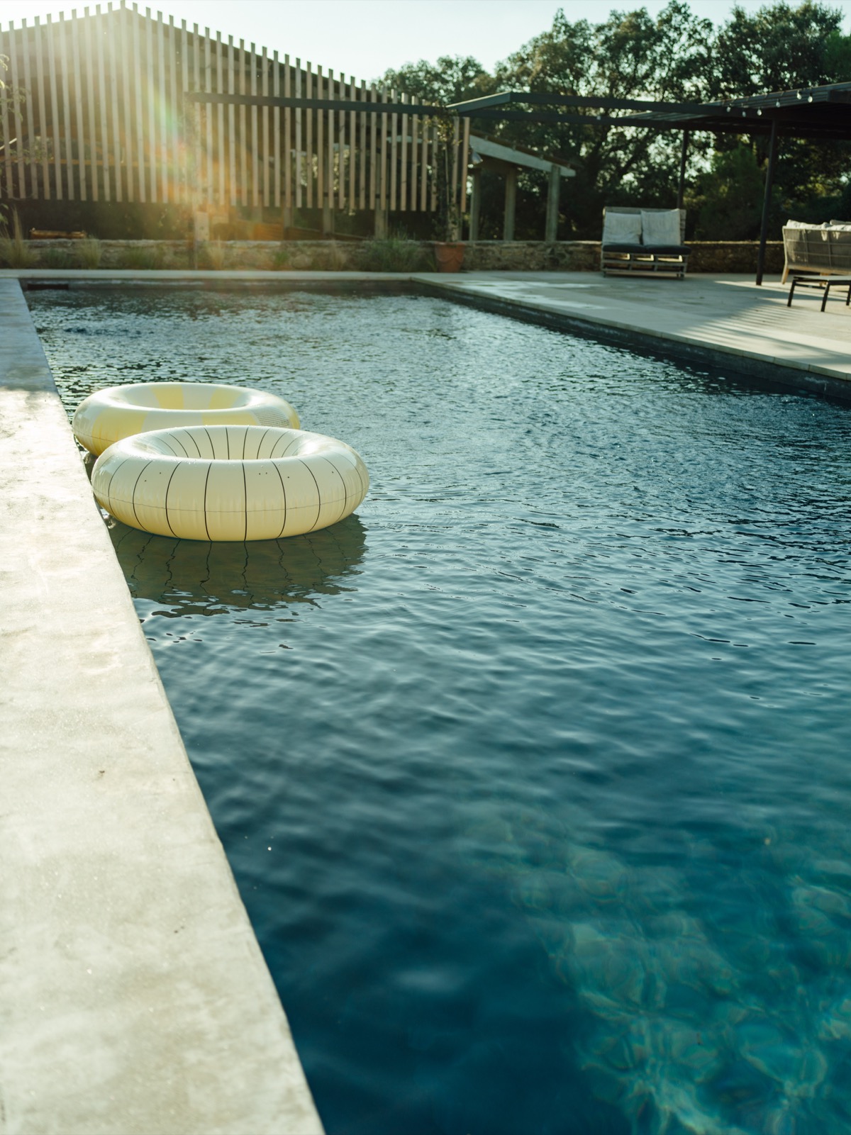 Saltwater swimming pool with Pyrenean views