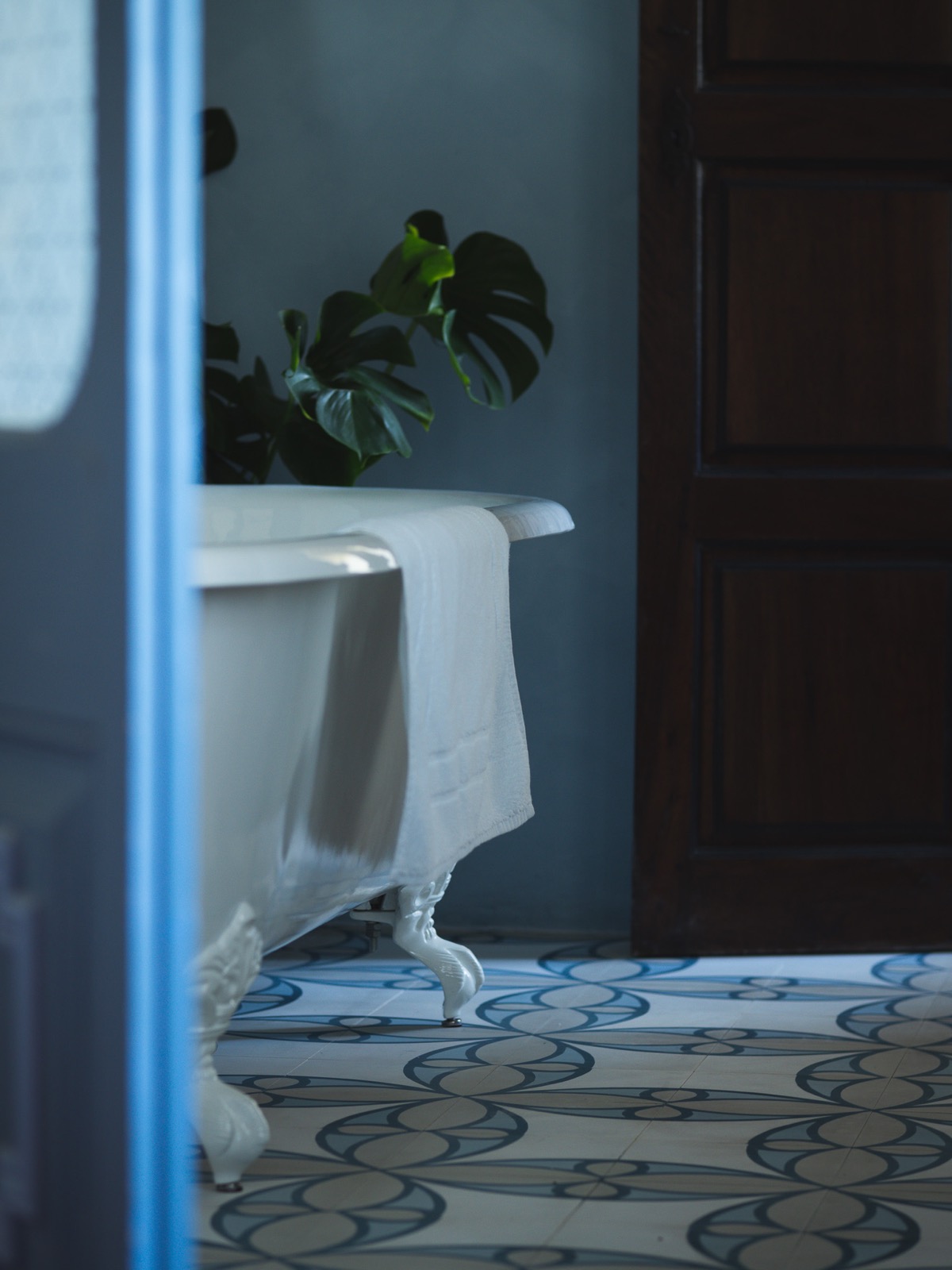 Blue Room marble basin with brass fixtures